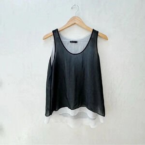 Calvin Klein || Satin Sheer Sleeveless Shirt Minimalist Women’s Large